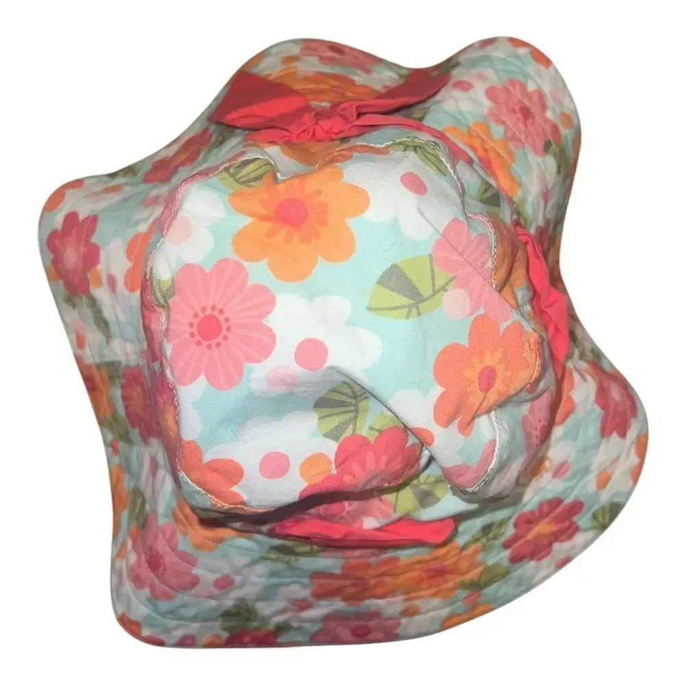 Gymboree White & Multicolor Floral Fashion Bucket Hat Cotton Girls 8 & Up EUC
